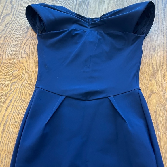 NWT Chiara Boni Dagmara Cap Sleeve Sweetheart Neckline Long Dress Navy Size 2 - Picture 12 of 15